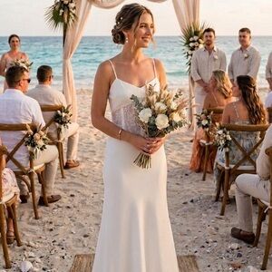 Stunning Satin & Lace Corset Spaghetti-Strap Maxi Dress